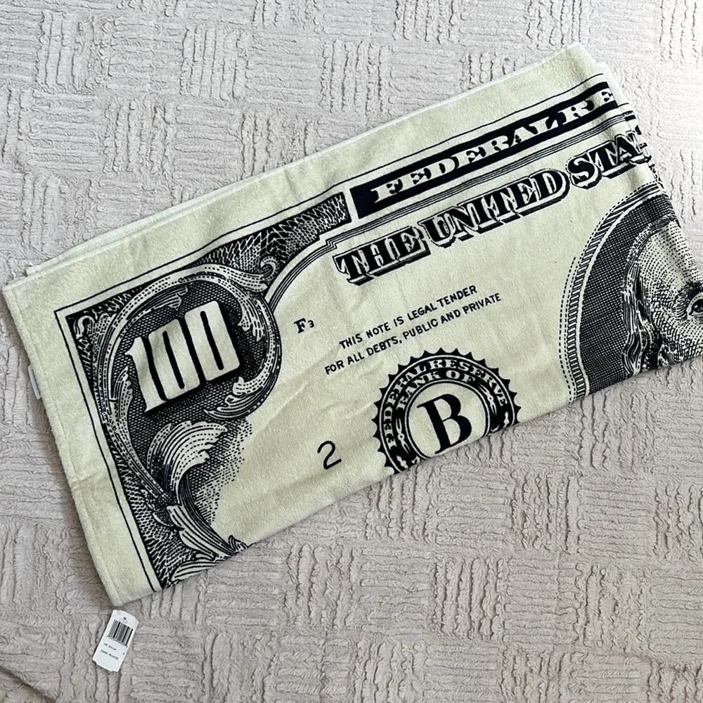 $100 bill beach or bath towel by Kaufman, 100% cotton, New with tags